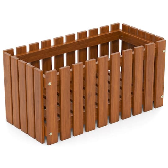 Costway Solid Wood Patio Furniture Slat Style Flower Planter Box